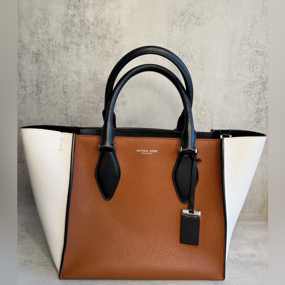 Michael Kors Brown and White Tote Bag Gracie